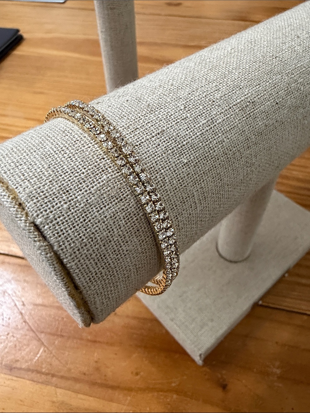 Gold-Tone Crystal Memory Wire Tennis Bracelet  (set of 2)
